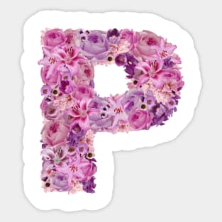 Pink Floral Letter P Sticker